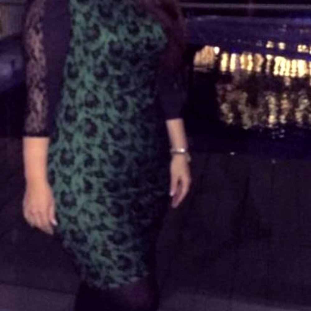 Dress, Green w/black overlay GORGEOUS sz8